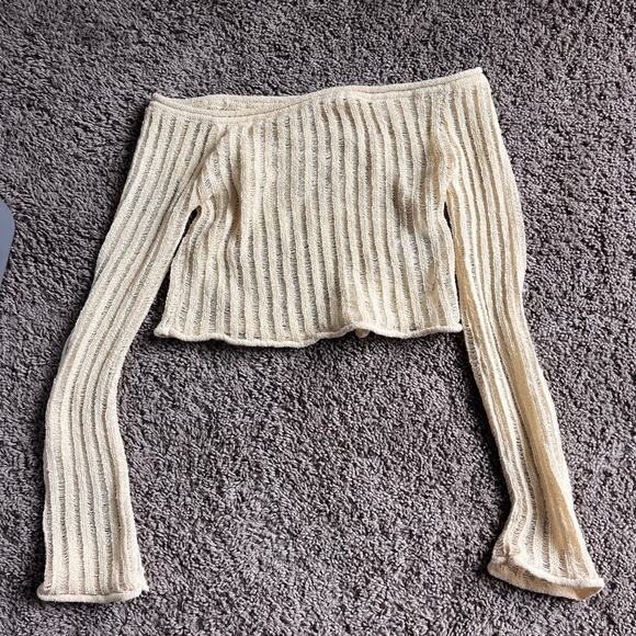 Cotton On Cream Knit Off-Shoulder Sweater - Picture 1 of 5